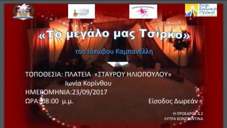 Το θεατρικό έργο ¨Το Μεγάλο μας Τσίρκο¨ στο Πάρκο του Συνοικισμού 